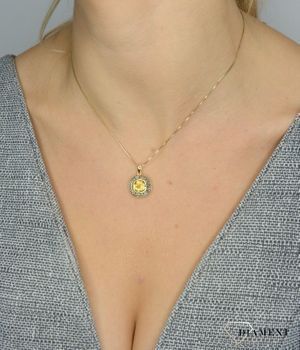 Złota zawieszka DIAMENT cytryn, diamenty. Złota zawieszka z cytrynem i diamentami. Zawieszka wykonana z żółtego złota próby 585 z cytrynem, która znajduję się w centralnej części.  (6).JPG